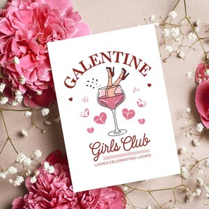 Freundin Galentine's Day Grußkarte - Frauen Freundschaft Rosa Herz Design - Valentinstag - Digitale Karte Download