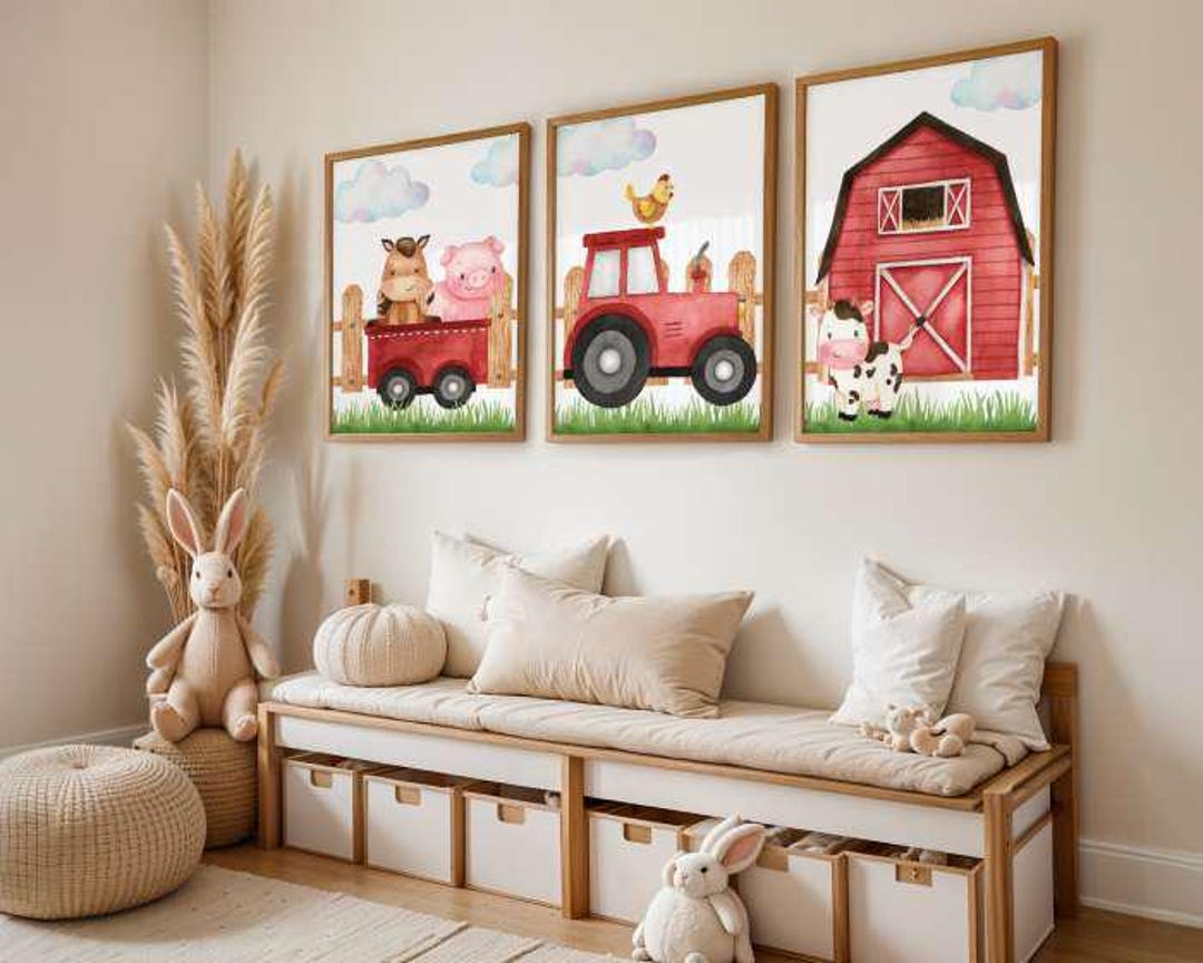 Set 3 Farm Nursery Wall Art - Farm Nursery Prints - Farm Nursery Decor ...
