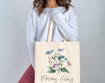 Morning Glory September Birth Flower Tote Bag: Floral Canvas