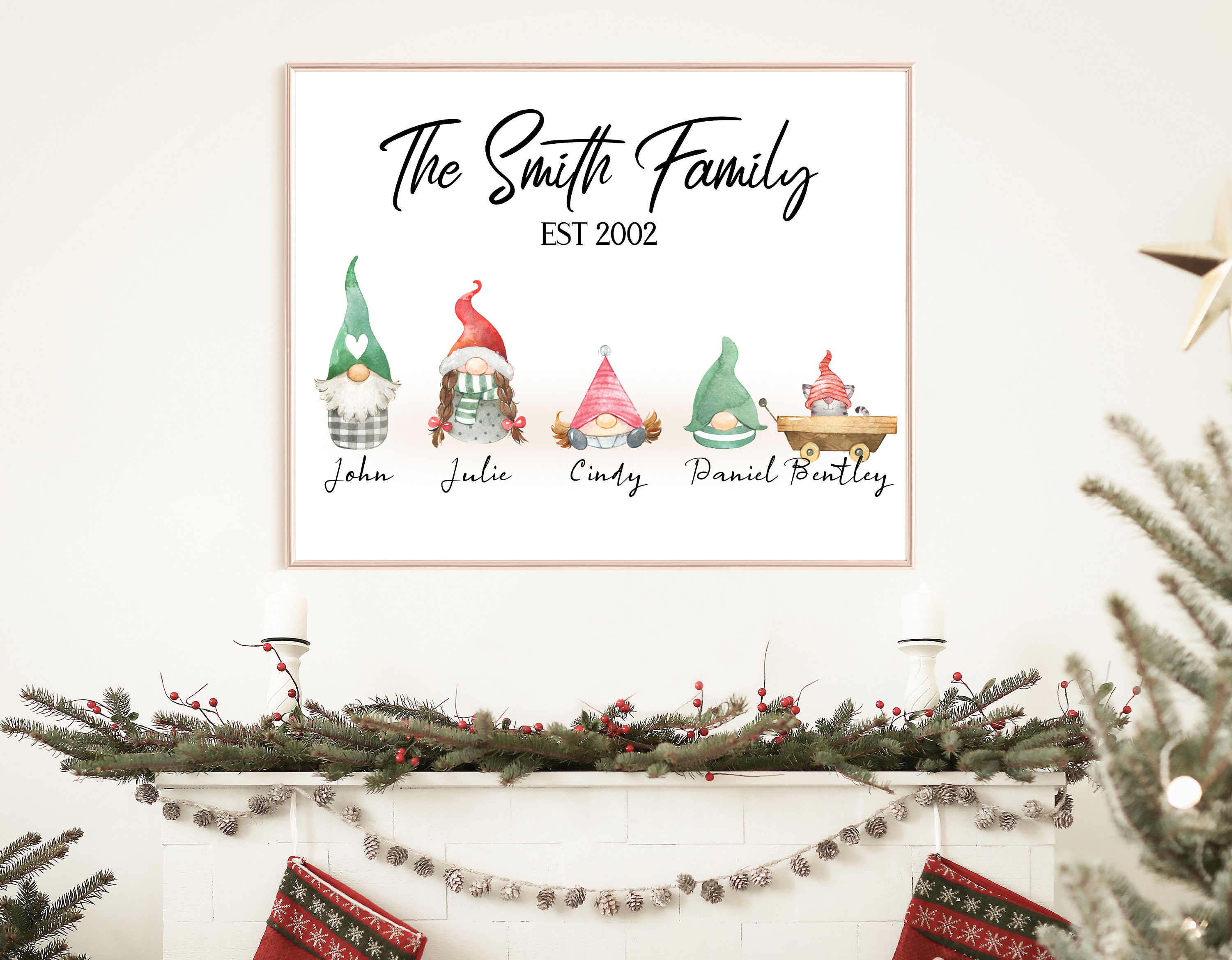 Personalized Gnome Family Printable Download, Custom Christmas Gift ...