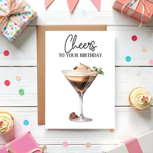 Espresso Martini Geburtstagskarte - Geburtstags-Martini-Grußkarte - Instant Download Printable - Prost auf deinen Geburtstag
