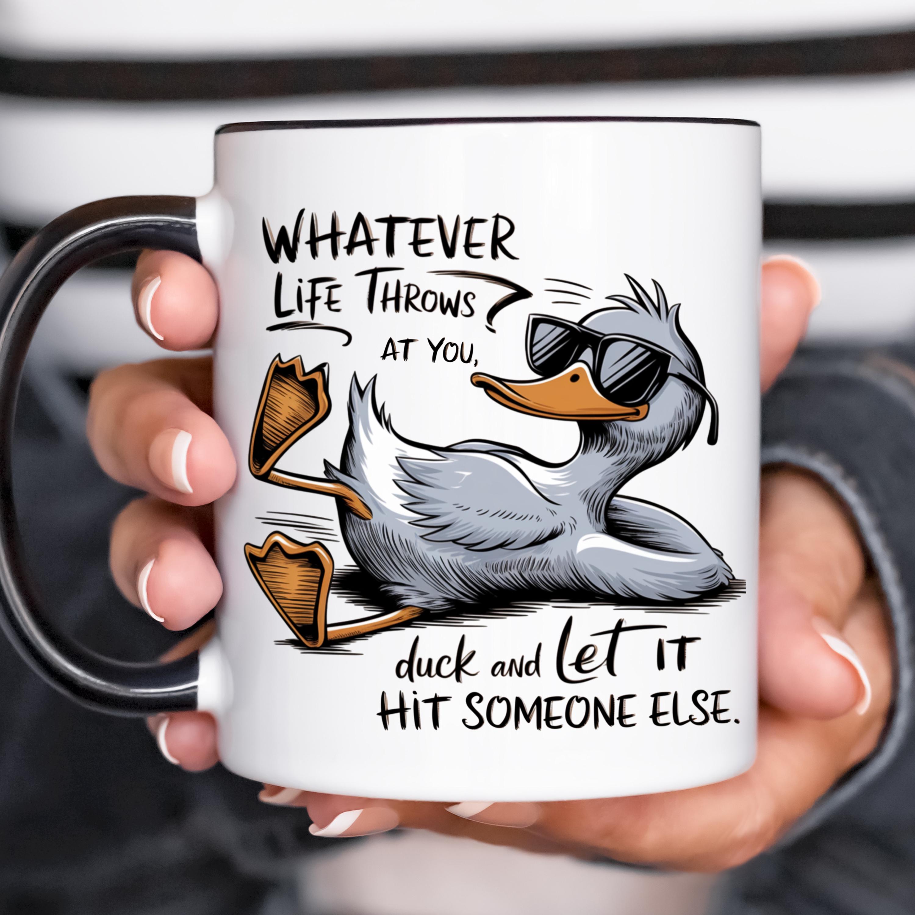 MissDaisy Funny Duck Coffee Mug - 11oz Ceramic Sarcastic Humor Cup Gift For Coworkers & Friends