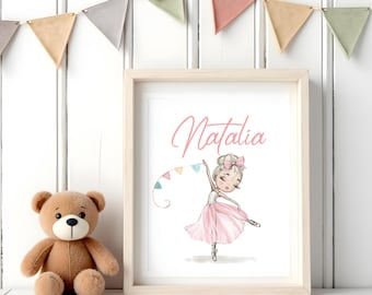 Custom Name Print - Ballerina Name Printable - Personalized Nursery Art - Nursery Printable - Custom Nursery Print - Digital Download- BAL01