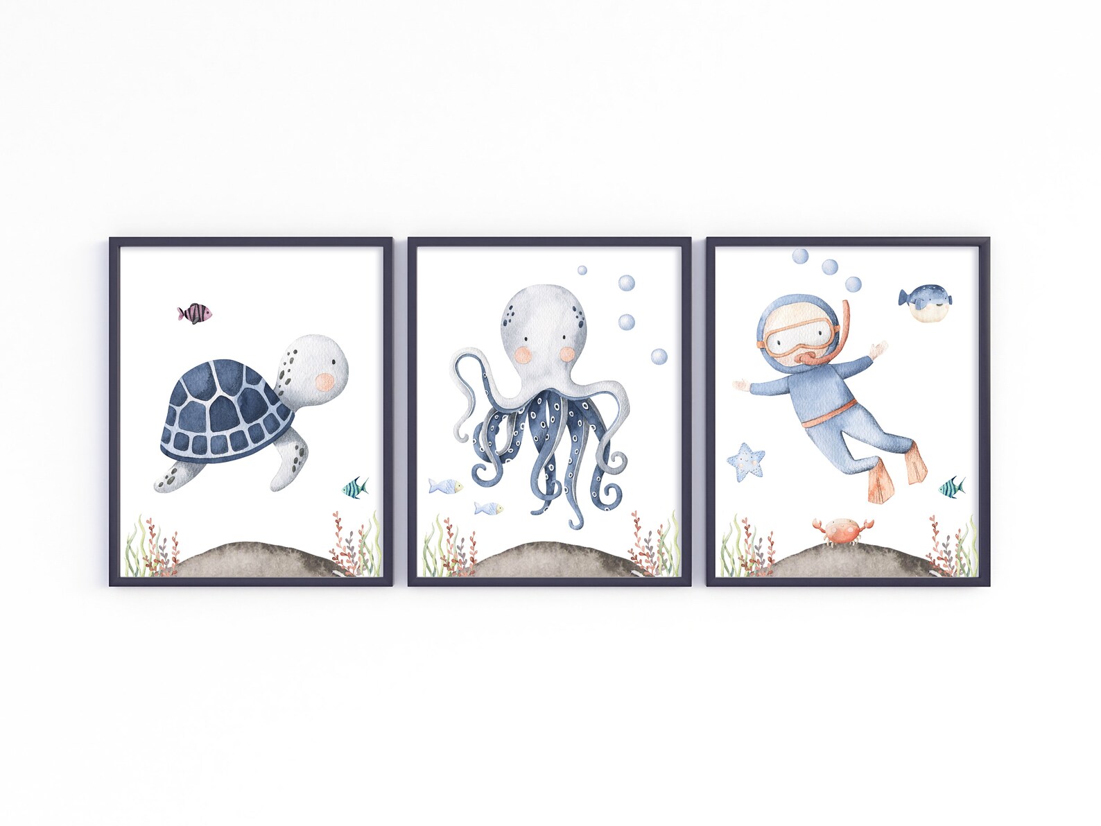 Ocean Nursery Print - Under the Sea Wall Art Set of 6 - Nautical ...