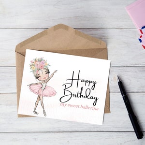 Alles Gute zum Geburtstag meine süße Ballerina Karte, Last Minute Sofort Downloadbare Karte - Ballett Geburtstagskarte - Digital Download