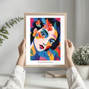 Colorful Woman Portrait Art Print: Modern Gallery Wall Decor (Digital Download)
