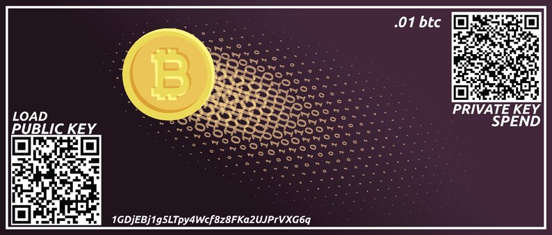 Bitcoin Paper Wallet Cryptocurrency Gift Card Cold Storage Secure Offline Storage - 