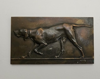 Bronze Medal by Victor Peter &quot;Fauvette, Chienne D&#39;arret&quot;, 1886, Signed
