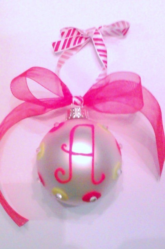 Items similar to Initial Monogram Glass Christmas Ornament on Etsy