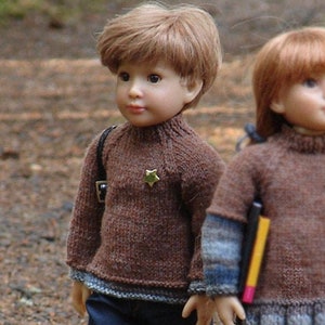 Stickmönster till Windermere docktröja: Unisex raglan, passar 18" dockor (PDF-mönster)