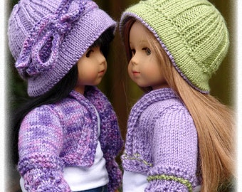 Belle, PDF Doll Clothes a cloche style hat knitting pattern designed for American Girl Dolls by Debonair Designs