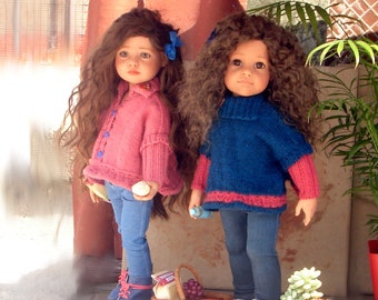 Maya a Reversible Poncho-Sweater Knitting Pattern for 18" Dolls (PDF Pattern)