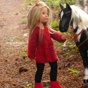 Camelot PDF Long Sleeved Dress for slim all vinyl 19.5" Götz Classic/Happy Kidz also fits 18" slim Kidz 'n' Cats dolls