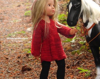 Camelot a Doll Dress PDF Pattern: Long Sleeved Ribbed Pleat, 18-19.5" Slim Dolls