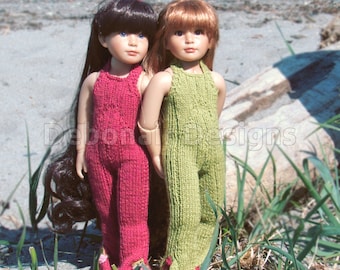 Dekora PDF knitting pattern by Debonair Designs a Halter-Neck Jumpsuit for 18" Kidz n Cats dolls also fits Götz Happy Kidz & Hannah dolls