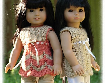 Cabana a Doll Clothes Knitting Pattern: Chevron Tunic Top for 18" Dolls (PDF)