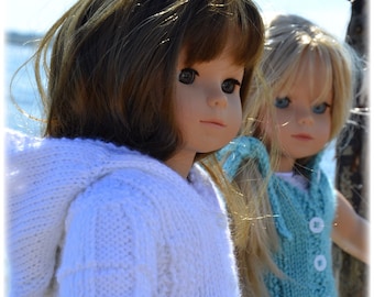 Charter Ribbed Hooded Jacket Hand Knitting Pattern: 18" Dolls (PDF Pattern)