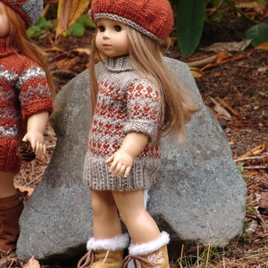 Ayanna, PDF Doll Clothes a faux fair isle sweater dress knitting pattern for American Girl Dolls & 18 Gotz Dolls by Debonair Designs image 4