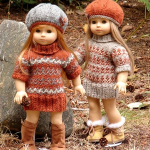 Ayanna, PDF Doll Clothes a faux fair isle sweater dress knitting pattern for American Girl Dolls & 18 Gotz Dolls by Debonair Designs image 2