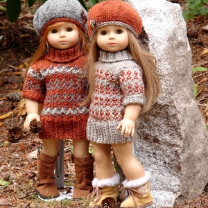 Ayanna, PDF Doll Clothes a faux fair isle sweater dress knitting pattern for American Girl Dolls & 18 Gotz Dolls by Debonair Designs image 3