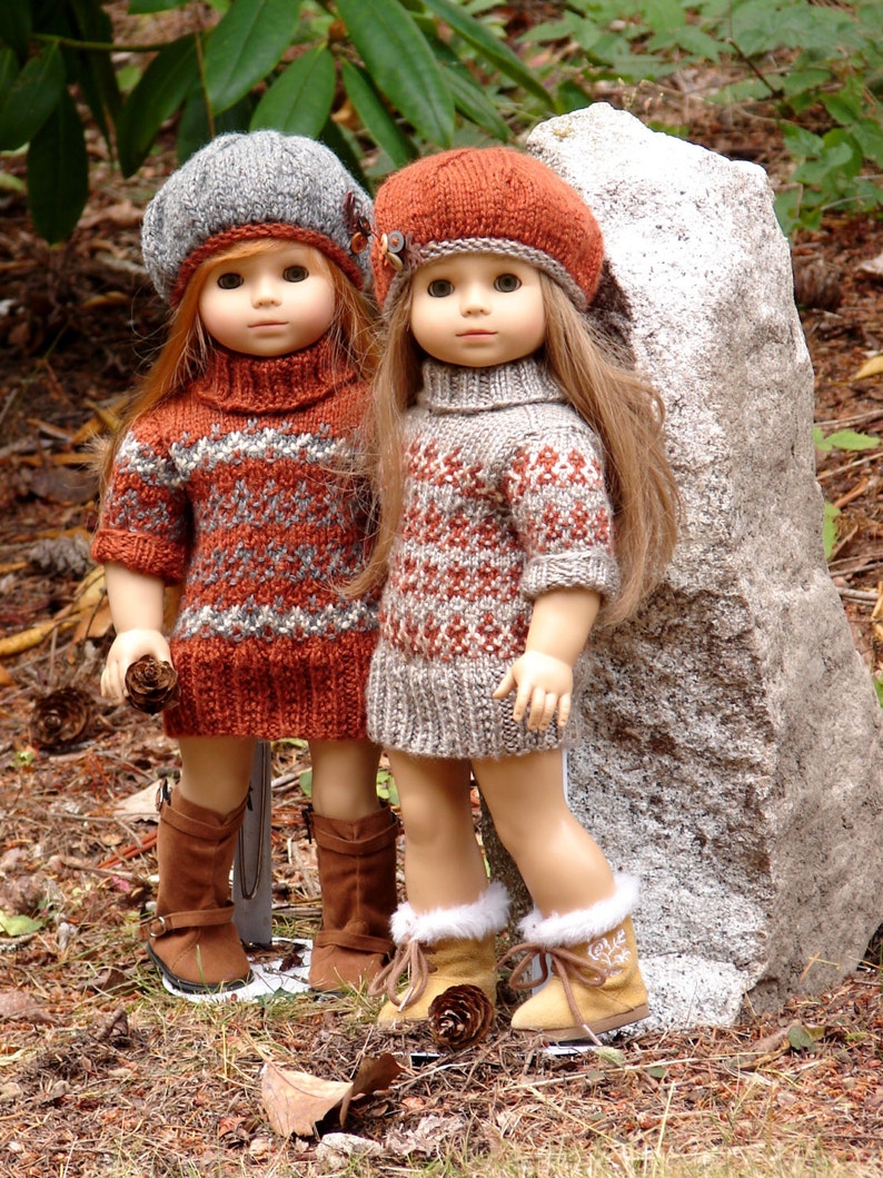 Ayanna, PDF Doll Clothes a faux fair isle sweater dress knitting pattern for American Girl Dolls & 18 Gotz Dolls by Debonair Designs image 3