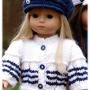 Adrift, PDF Doll Clothes a Nautical Inspired Cardigan Knitting Pattern ...