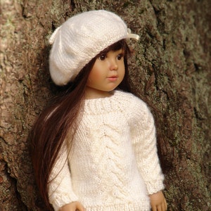Drift PDF knitting pattern a cable stitched sweater and tam for 18&quot; Kidz n Cats dolls also fits Gotz Hannah Happy Kidz by Debonair Designs