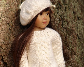 Drift PDF knitting pattern a cable stitched sweater and tam for 18" Kidz n Cats dolls also fits Gotz Hannah Happy Kidz by Debonair Designs