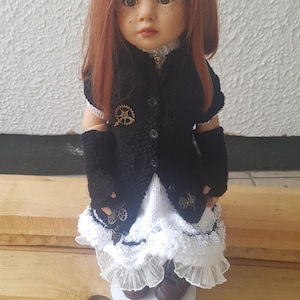 OOAK Hand Knitted Steampunk Outfit designed to fit Gotz Happy Kidz and Hannah dolls, also fits 18inch American Girl dolls