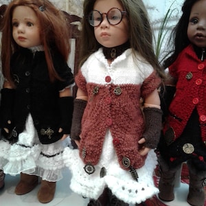 OOAK Hand Knitted Steampunk Outfit designed to fit Gotz Happy Kidz and Hannah dolls, also fits 18inch American Girl dolls
