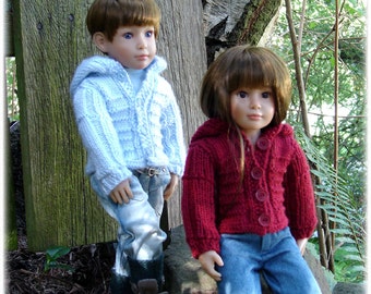 Urban 18" Doll Clothes Knitting Pattern: Ribbed Hooded Jacket (PDF) fits Gotz too