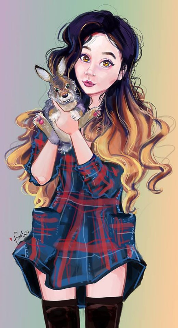 Personalised Illustrations Single Person Digital Illustration Printable 