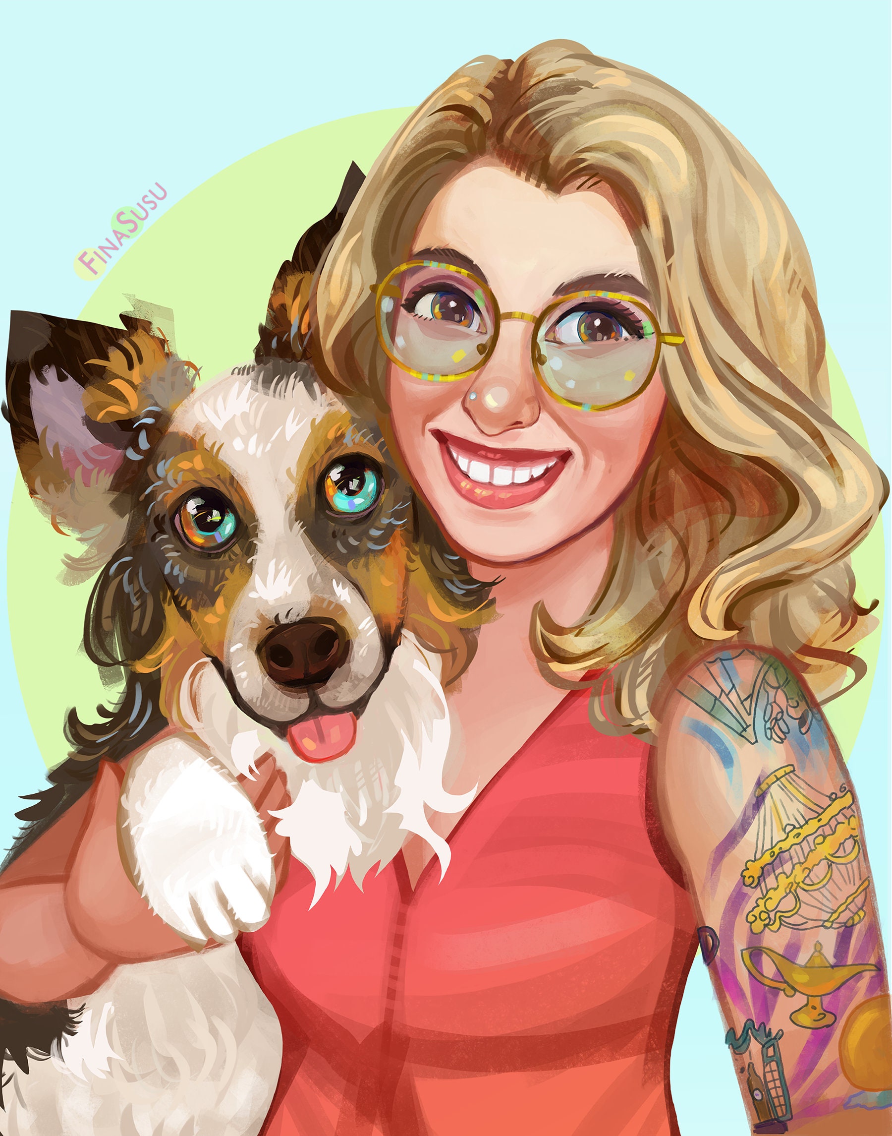 Custom Single/Friends/Pets Portrait Digital Illustration