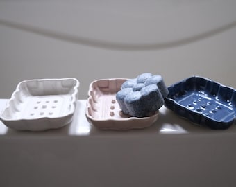 Soap dish, ceramic with relief