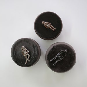 Brown and black ceramic box, miniature sculpture, man, ceramic, ceramic, unique handmade