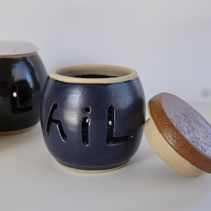 Glazed ceramic garlic pot
