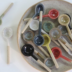 Ceramic spoon, stoneware spoon, sauce, coffee, hand of salt, color, ... handmade