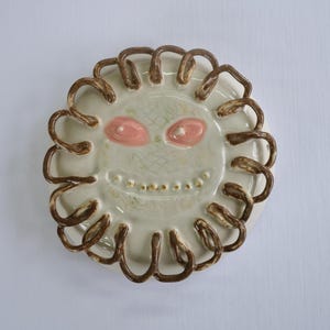 Máscara de cerámica esmaltada, decorativa, arte de pared.