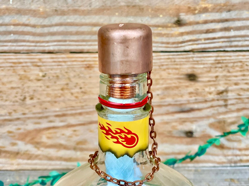 Fireball Cinnamon Whisky Whiskey Tiki Torch Recycled Bottle Table Top Tiki Torch