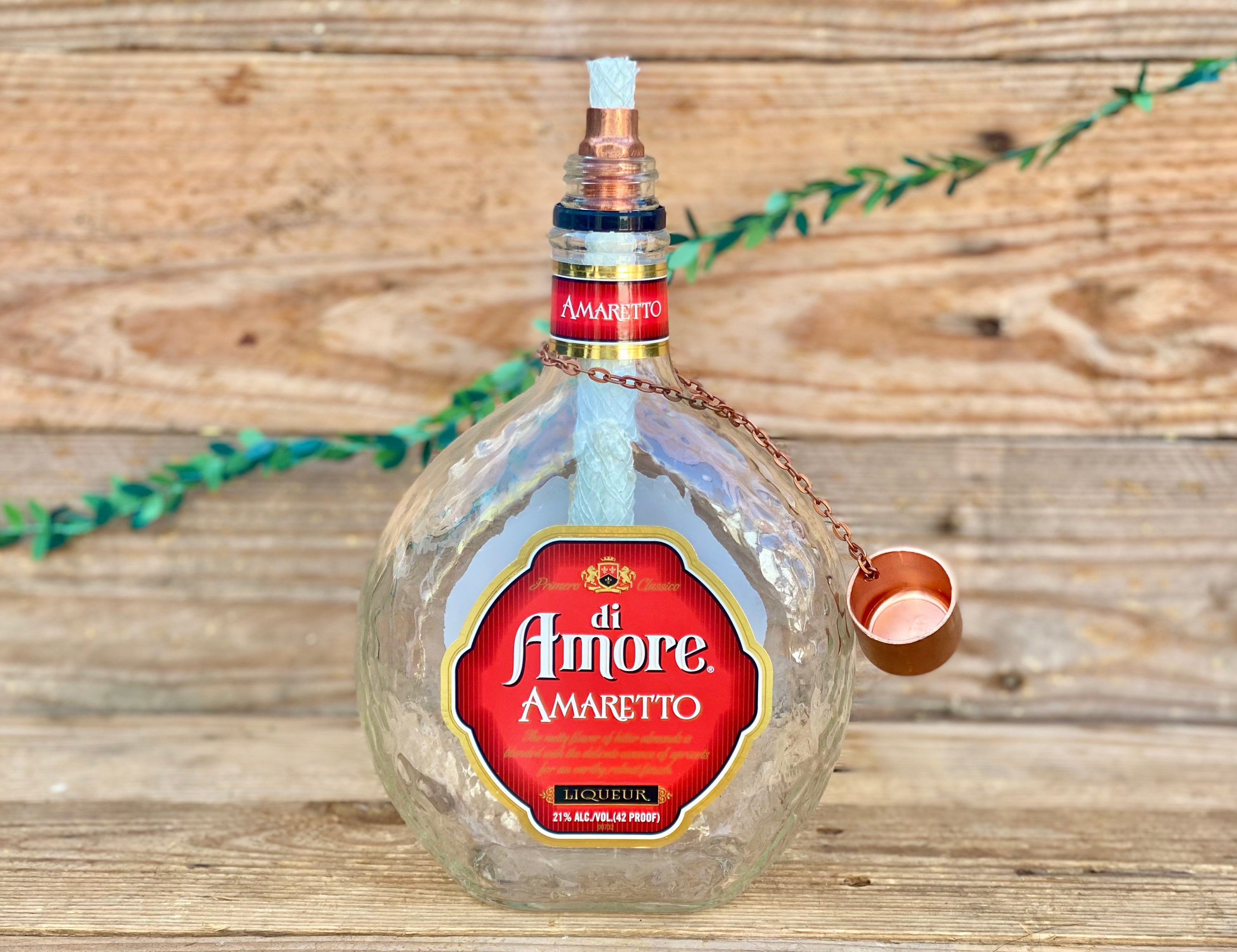 Di Amore Amaretto Tiki-antorcha // Botella reciclada Mesa Top | Etsy México