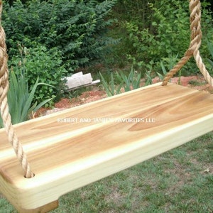 Wood Tree Swings-Poplar Wide-Rope Swing-Wooden Tree Swing- Wood Swing- Unique Wooden Swing- Wooden Seat Swing