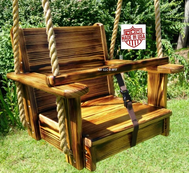 Wood Tree Swings Toddler Seat Swing charred Etsy