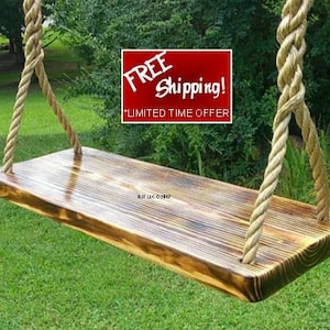 Wood Tree Swings-Charred Appalachian-Rope Swing-Wooden Tree Swing- Wood Swing- Unique Wooden Swing- Wooden Seat Swing