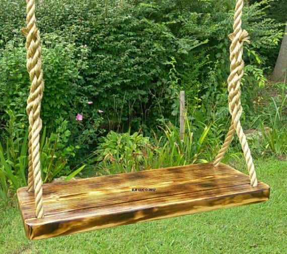 Wood Tree Swings-charred Appalachian-rope Swing-wooden Tree Swing