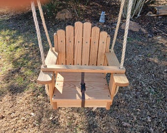 Wood Tree Swing- Sun Burst Red Oak Kids Seat Swing