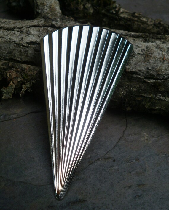 Bright Silver Plated Brass Stamping Large Fan Flare Focal