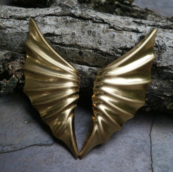 Raw Brass Stamping Large Devils Wings Right and Left Part 1