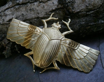 Raw Brass Stamping Wing Scarab Beetle