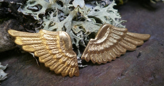 Raw Brass Stamping Tiny Wings Two Sets Made in the USA