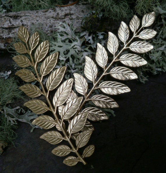 Raw Brass Stamping Multi Leaves Large Pair Made in the USA